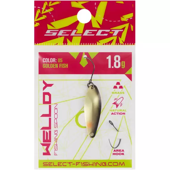 Блешня Select Welldy 1.8g 31mm #05 Golden Fish, Вага блешні: 1.8, Колір блешні: #05 Golden Fish, фото , изображение 2